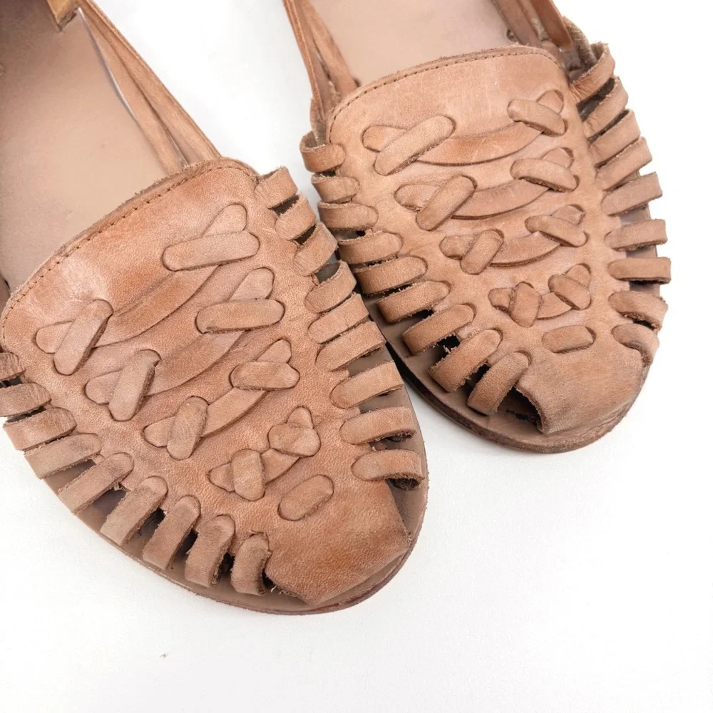 Women's Woven Leather Flats - Nude - Picture 7 of 15